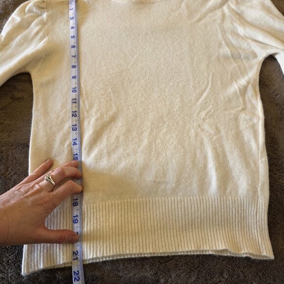 Vintage Spiegel 100% Cashmere Turtleneck Sweater Women’s M Cream Puff Shoulder - Picture 13 of 15